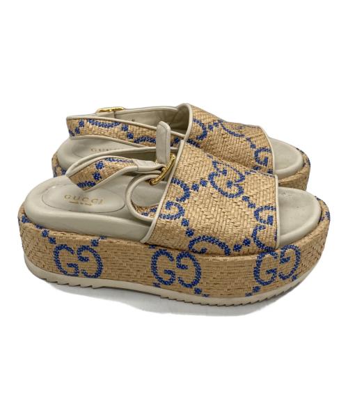 GUCCI（グッチ）GUCCI (グッチ) GGプラットフォームサンダル ベージュ サイズ:SIZE 35 1/2の古着・服飾アイテム