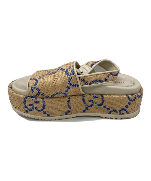 GUCCI（グッチ）GUCCI (グッチ) GGプラットフォームサンダル ベージュ サイズ:SIZE 35 1/2の古着・服飾アイテム