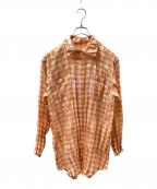 PLEATS PLEASEプリーツプリーズ）の古着「ギンガムチェックシャツ/PLEATS PLEASEシャツ」｜オレンジ