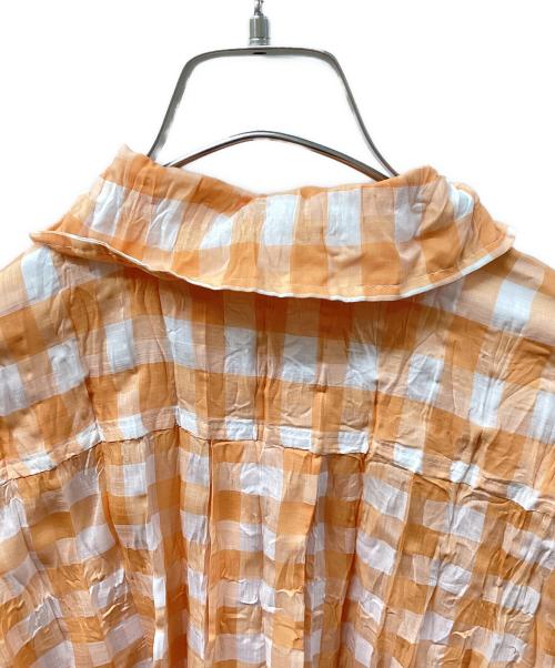 PLEATS PLEASE（プリーツプリーズ）PLEATS PLEASE (プリーツプリーズ) ギンガムチェックシャツ/PLEATS PLEASEシャツ オレンジ サイズ:3の古着・服飾アイテム