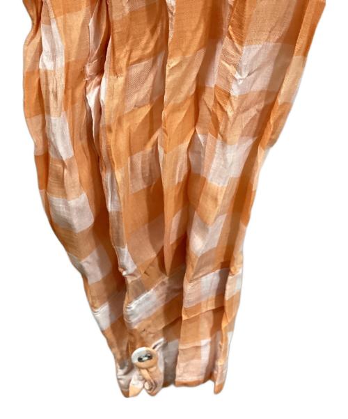 PLEATS PLEASE（プリーツプリーズ）PLEATS PLEASE (プリーツプリーズ) ギンガムチェックシャツ/PLEATS PLEASEシャツ オレンジ サイズ:3の古着・服飾アイテム