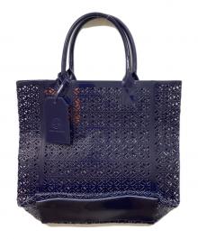 TORY BURCH（トリーバーチ）の古着「PVCカットワークトートバッグ」｜ネイビー