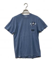 WIND AND SEA×DISNEY（ウィンダンシー×ディズニ―）の古着「ミッキーマウス ポケットTシャツ」｜ブルー