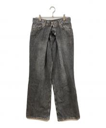 JOHN LAWRENCE SULLIVAN（ジョン ローレンス サリバン）の古着「WASHED DENIM WIDE PANTS」｜ブラック
