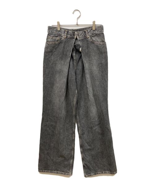 JOHN LAWRENCE SULLIVAN（ジョン ローレンス サリバン）JOHN LAWRENCE SULLIVAN (ジョン ローレンス サリバン) WASHED DENIM WIDE PANTS ブラック サイズ:	SIZE 46の古着・服飾アイテム