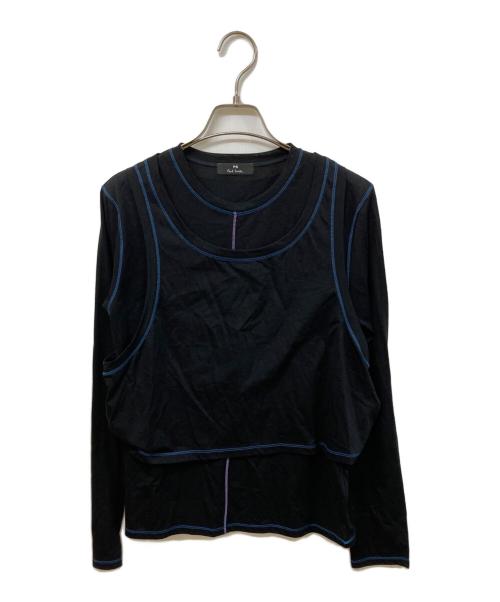 PS Paul Smith（ＰＳポールスミス）PS Paul Smith (ＰＳポールスミス) レイヤード シアー カットソー ブラック サイズ:SIZE Mの古着・服飾アイテム