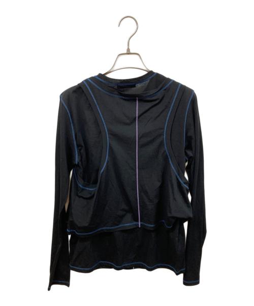 PS Paul Smith（ＰＳポールスミス）PS Paul Smith (ＰＳポールスミス) レイヤード シアー カットソー ブラック サイズ:SIZE Mの古着・服飾アイテム
