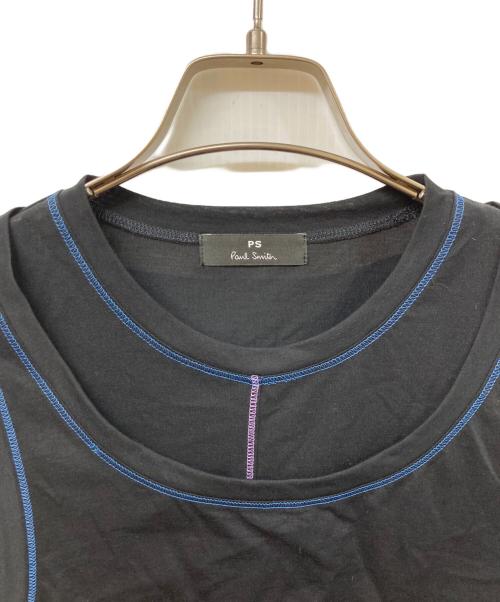 PS Paul Smith（ＰＳポールスミス）PS Paul Smith (ＰＳポールスミス) レイヤード シアー カットソー ブラック サイズ:SIZE Mの古着・服飾アイテム