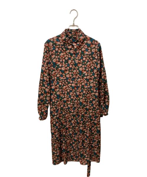 PS Paul Smith（ＰＳポールスミス）PS Paul Smith (ＰＳポールスミス) Tea Floral プリント ワンピース ブラウン サイズ:	SIZE 40の古着・服飾アイテム