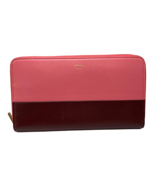 CELINE（セリーヌ）CELINE (セリーヌ) バイカラーラウンドファスナー財布 ピンクの古着・服飾アイテム