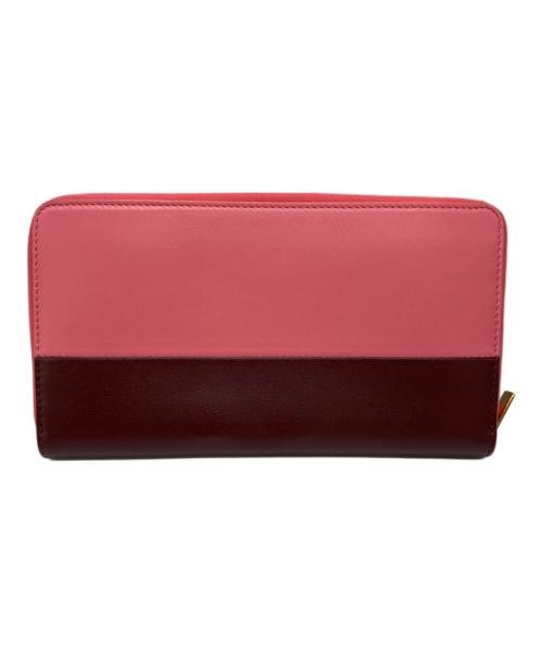 CELINE（セリーヌ）CELINE (セリーヌ) バイカラーラウンドファスナー財布 ピンクの古着・服飾アイテム