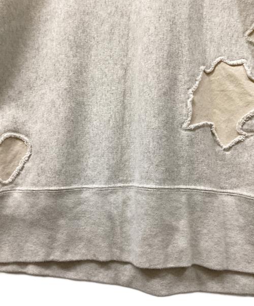 Champion REVERSE WEAVE（チャンピオン リバース ウィーブ）Champion REVERSE WEAVE (チャンピオン リバース ウィーブ) ダメージリペア スウェット グレー サイズ:SIZE XLの古着・服飾アイテム