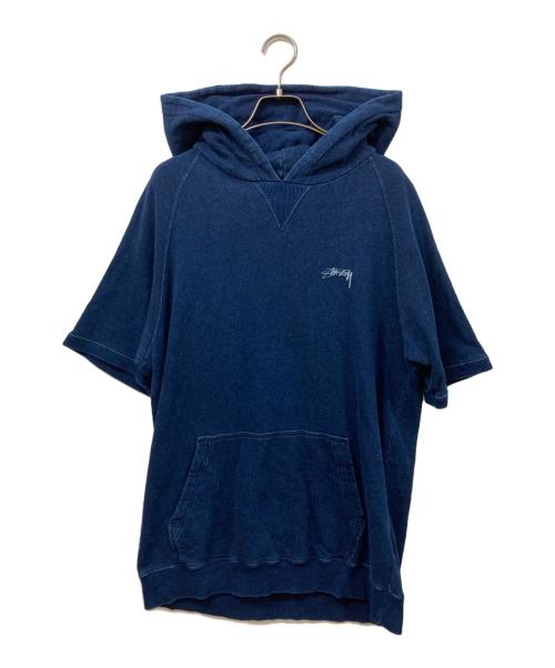 stussy（ステューシー）stussy (ステューシー) 半袖パーカー ネイビー サイズ:	SIZE Lの古着・服飾アイテム