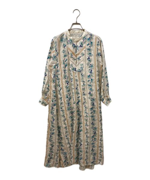 forte forte（フォルテ・フォルテ）forte forte (フォルテ・フォルテ) ストライプフラワープリントロングワンピース ベージュ サイズ:SIZE 1の古着・服飾アイテム