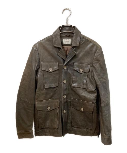 EMMETI（エンメティ）EMMETI (エンメティ) Ｍ65ラムスキンレザージャケット ブラウン サイズ:SIZE 44の古着・服飾アイテム