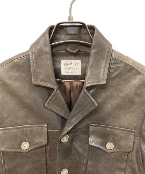 EMMETI（エンメティ）EMMETI (エンメティ) Ｍ65ラムスキンレザージャケット ブラウン サイズ:SIZE 44の古着・服飾アイテム