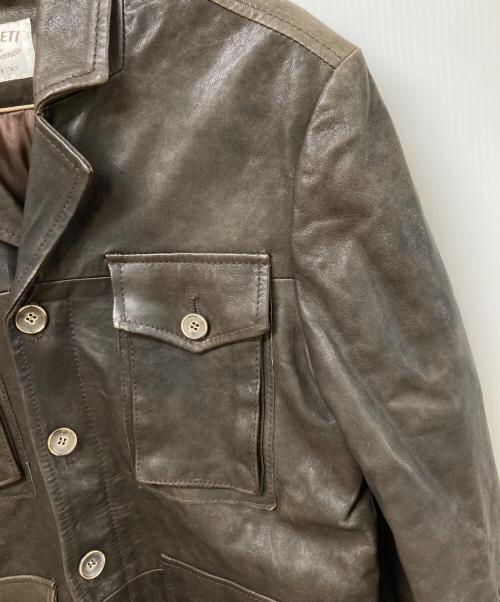EMMETI（エンメティ）EMMETI (エンメティ) Ｍ65ラムスキンレザージャケット ブラウン サイズ:SIZE 44の古着・服飾アイテム