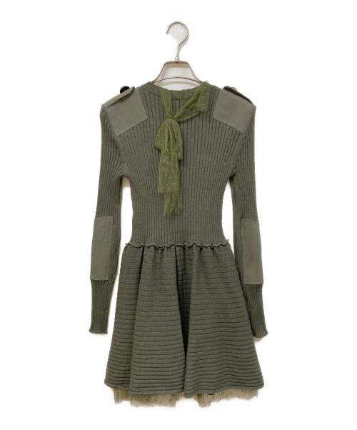 RED VALENTINO（レッドヴァレンティノ）RED VALENTINO (レッドヴァレンティノ) ニットワンピース カーキ サイズ:XS 未使用品の古着・服飾アイテム