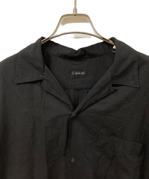 COMOLI（コモリ）COMOLI (コモリ) KHADIコットン 半袖オープンカラーシャツ ブラック サイズ:	SIZE 3の古着・服飾アイテム