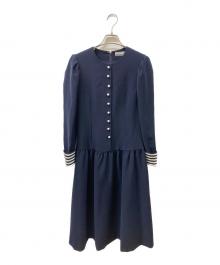 BORDERS at BALCONY（ボーダーズアットバルコニー）の古着「BORDER CUFF TWILL 長袖 ワンピース」｜ネイビー