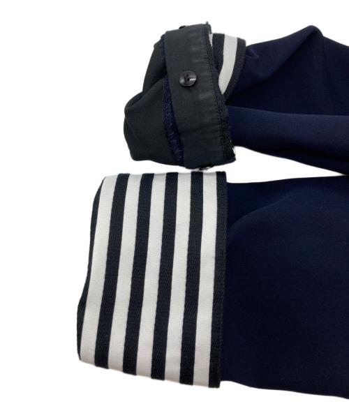 BORDERS at BALCONY（ボーダーズアットバルコニー）BORDERS at BALCONY (ボーダーズアットバルコニー) BORDER CUFF TWILL 長袖 ワンピース ネイビー サイズ:SIZE 36の古着・服飾アイテム