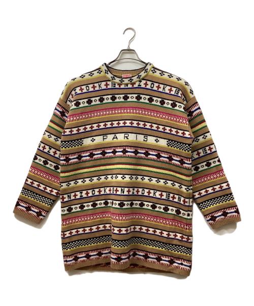 KENZO（ケンゾー）KENZO (ケンゾー) インターシャ ニットドレス ブラウン サイズ:Ｍの古着・服飾アイテム