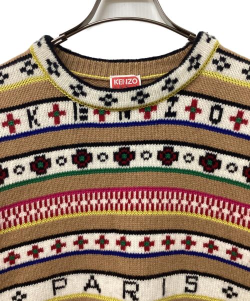 KENZO（ケンゾー）KENZO (ケンゾー) インターシャ ニットドレス ブラウン サイズ:Ｍの古着・服飾アイテム