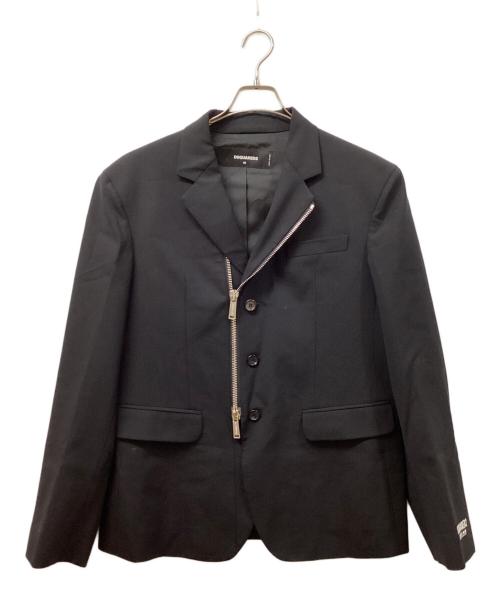 DSQUARED2（ディースクエアード）DSQUARED2 (ディースクエアード) ウールブレンド レギュラーフィット テーラードジャケット ブラック サイズ:48の古着・服飾アイテム
