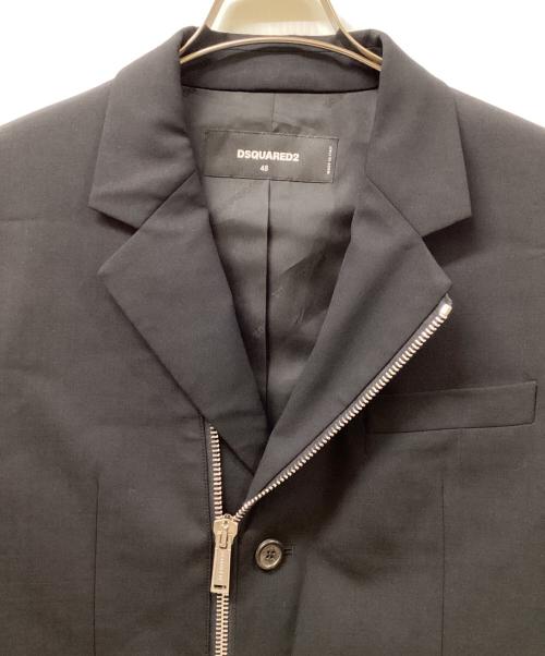 DSQUARED2（ディースクエアード）DSQUARED2 (ディースクエアード) ウールブレンド レギュラーフィット テーラードジャケット ブラック サイズ:48の古着・服飾アイテム
