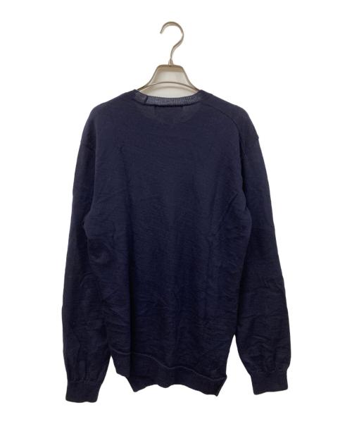 LACOSTE（ラコステ）LACOSTE (ラコステ) COMME des GARCONS SHIRT (コムデギャルソンシャツ) fully fashioned knit LACOSTE badge gauge ネイビー サイズ:	SIZE Lの古着・服飾アイテム