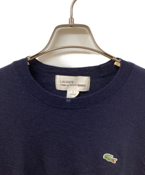 LACOSTE（ラコステ）LACOSTE (ラコステ) COMME des GARCONS SHIRT (コムデギャルソンシャツ) fully fashioned knit LACOSTE badge gauge ネイビー サイズ:	SIZE Lの古着・服飾アイテム