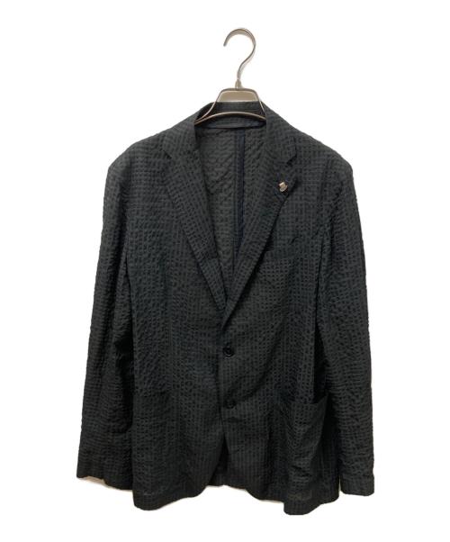 TAGLIATORE（タリアトーレ）TAGLIATORE (タリアトーレ) ウルトラライトシアサッカーストライプ2Bシングルジャケット ブラック サイズ:	SIZE 48の古着・服飾アイテム