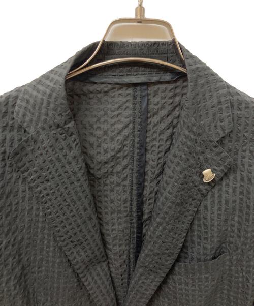TAGLIATORE（タリアトーレ）TAGLIATORE (タリアトーレ) ウルトラライトシアサッカーストライプ2Bシングルジャケット ブラック サイズ:	SIZE 48の古着・服飾アイテム