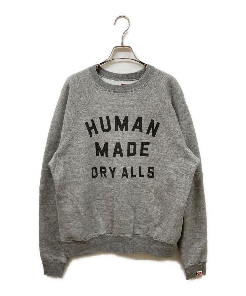HUMAN MADE（ヒューマンメイド）HUMAN MADE (ヒューマンメイド) ロゴクルーネックスウェット グレー サイズ:SIZE Lの古着・服飾アイテム