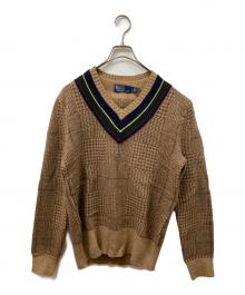POLO RALPH LAUREN（ポロ・ラルフローレン）の古着「カレッジVネックニット」｜ブラウン
