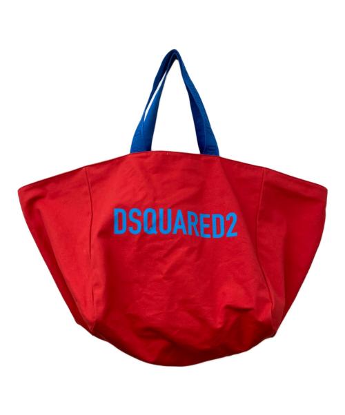 DSQUARED2（ディースクエアード）DSQUARED2 (ディースクエアード) ロゴキャンパストートバッグ レッドの古着・服飾アイテム