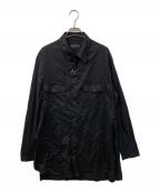 s'yteサイト）の古着「WOVEN AND JERSEY COMBINATION REGULAR COLLAR SHIRT」｜ブラック