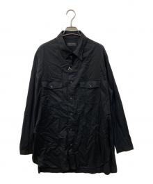 s'yte（サイト）の古着「WOVEN AND JERSEY COMBINATION REGULAR COLLAR SHIRT」｜ブラック