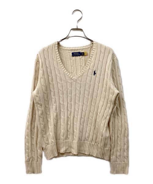 POLO RALPH LAUREN（ポロ・ラルフローレン）POLO RALPH LAUREN (ポロ・ラルフローレン) Vネックニット ベージュ サイズ:SIZE Mの古着・服飾アイテム