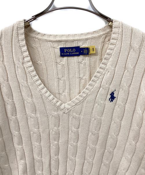 POLO RALPH LAUREN（ポロ・ラルフローレン）POLO RALPH LAUREN (ポロ・ラルフローレン) Vネックニット ベージュ サイズ:SIZE Mの古着・服飾アイテム