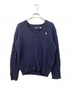 POLO RALPH LAURENポロ・ラルフローレン）の古着「Vネックケーブルニット」｜ネイビー