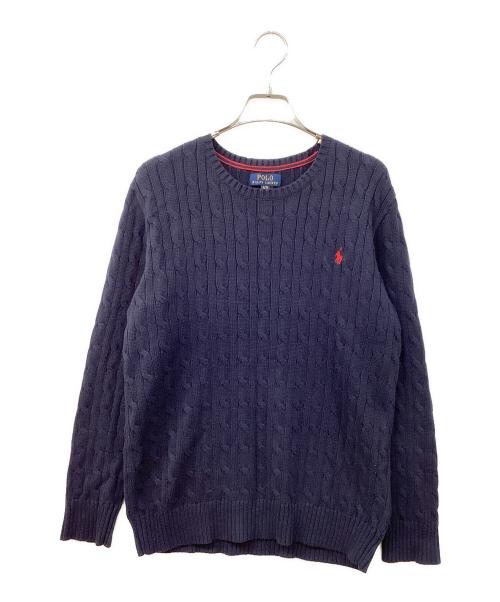 POLO RALPH LAUREN（ポロ・ラルフローレン）POLO RALPH LAUREN (ポロ・ラルフローレン) ケーブルニット ネイビー サイズ:XLの古着・服飾アイテム