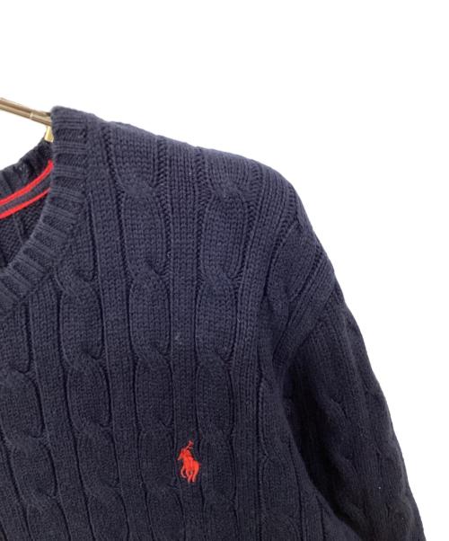 POLO RALPH LAUREN（ポロ・ラルフローレン）POLO RALPH LAUREN (ポロ・ラルフローレン) ケーブルニット ネイビー サイズ:XLの古着・服飾アイテム