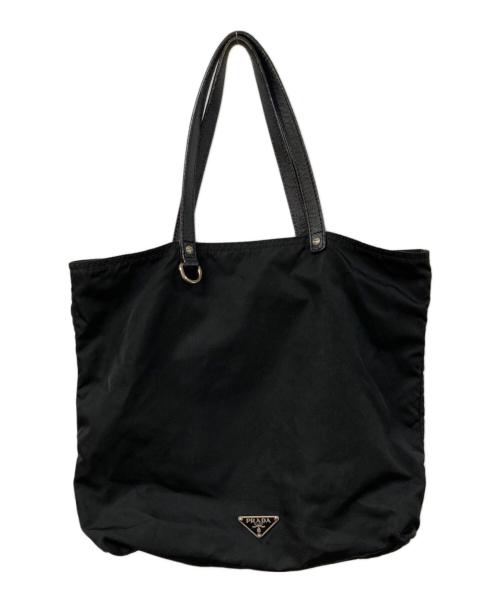 PRADA（プラダ）PRADA (プラダ) 花柄パッチワークトートバッグ ブラックの古着・服飾アイテム