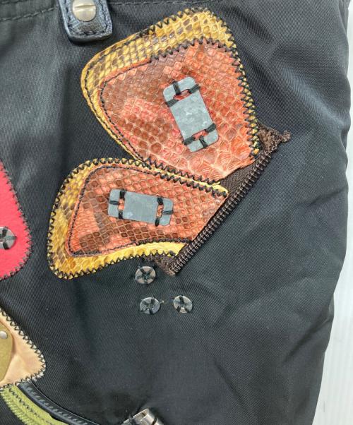 PRADA（プラダ）PRADA (プラダ) 花柄パッチワークトートバッグ ブラックの古着・服飾アイテム