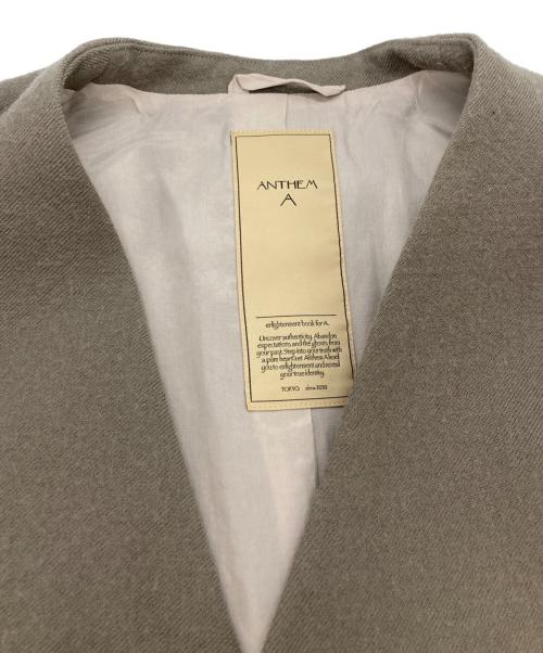 ANTHEM A（アンセム エー）ANTHEM A (アンセム エー) ノーカラーウールジャケット ベージュ サイズ:	SIZE Mの古着・服飾アイテム