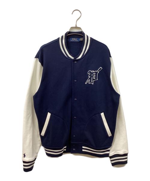 POLO RALPH LAUREN（ポロ・ラルフローレン）POLO RALPH LAUREN (ポロ・ラルフローレン) スウェットスタジャン ネイビー×ホワイト サイズ:SIZE Lの古着・服飾アイテム