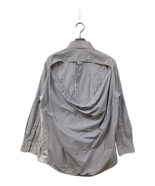 MARNI（マルニ）MARNI (マルニ) オープンバック ロング パッチワーク ストライプ シャツ ホワイト×ブルー サイズ:48の古着・服飾アイテム