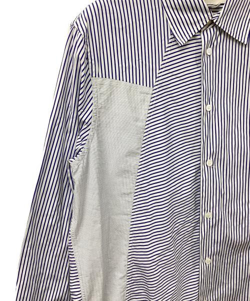 MARNI（マルニ）MARNI (マルニ) オープンバック ロング パッチワーク ストライプ シャツ ホワイト×ブルー サイズ:48の古着・服飾アイテム