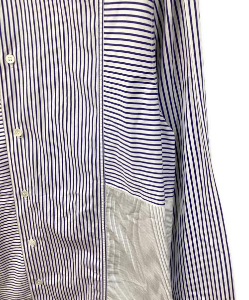 MARNI（マルニ）MARNI (マルニ) オープンバック ロング パッチワーク ストライプ シャツ ホワイト×ブルー サイズ:48の古着・服飾アイテム
